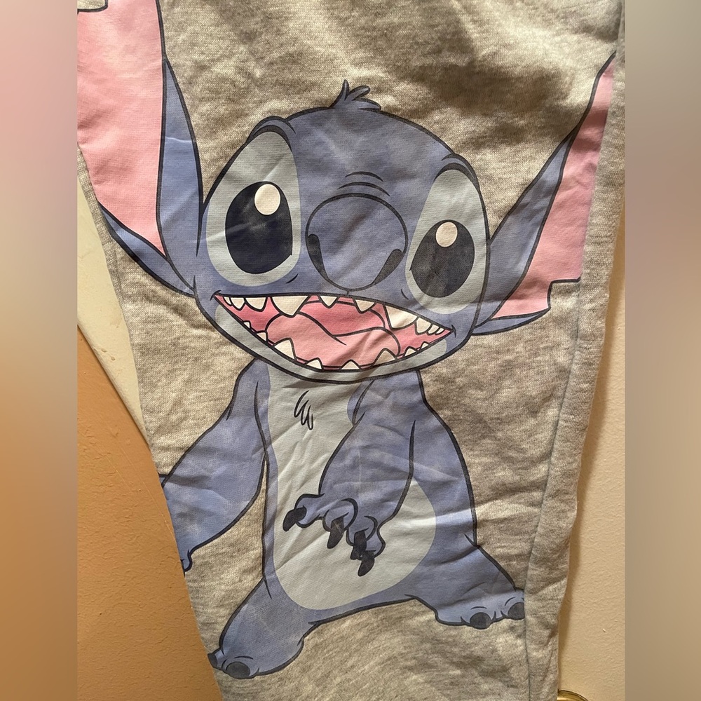 Disney Lilo & Stitch and Angel Grey Lightweight Fleece Jogger Sweatpants Size XL - Picture 2 of 4